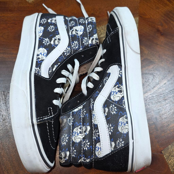 Men's Vans Sk8-Hi Black White Blue Skull Floral Sneakers US 7. - Picture 5 of 11